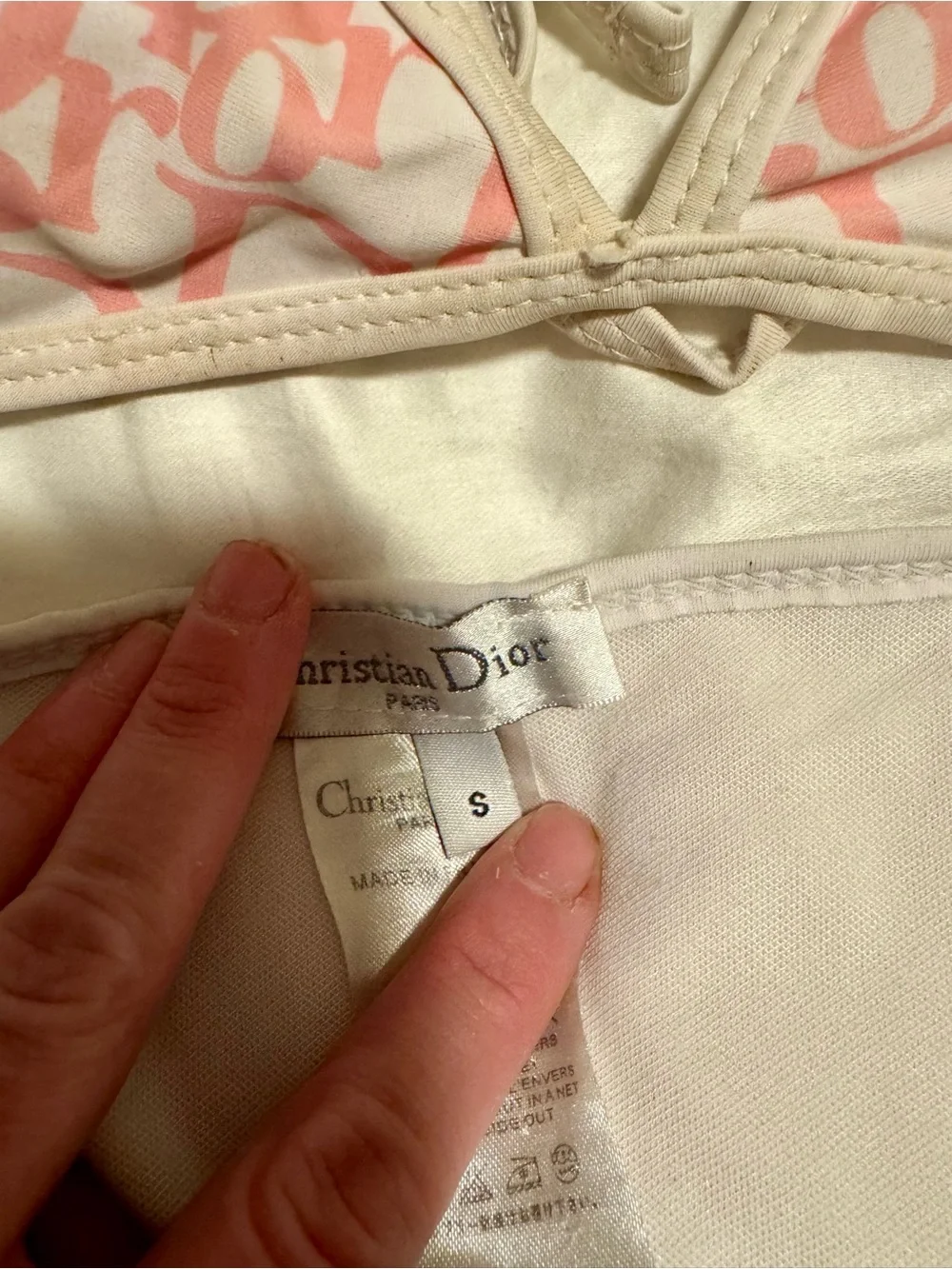 Christian Dior Diorissimo Pink Logo Triangle Bikini Set